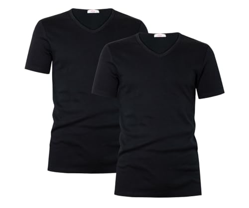 Liabel Herren Kurzarm Shirt Thermo Cotton V-Ausschnitt, Art. 2855-53, 2er Pack Schwarz XL von Liabel