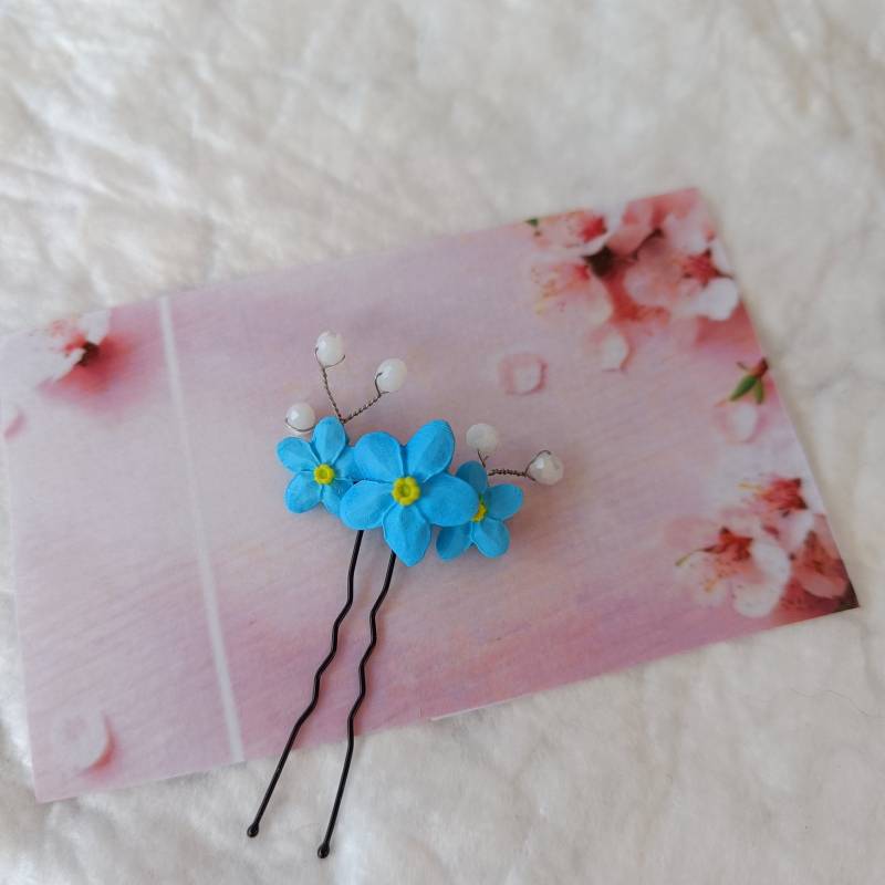 Haarnadel Mit Blumen, Hochzeit Haarnadel, Haar Schmuck, Handmodelliert Aus Polymer Clay, Pin Floral von LiabellMinis