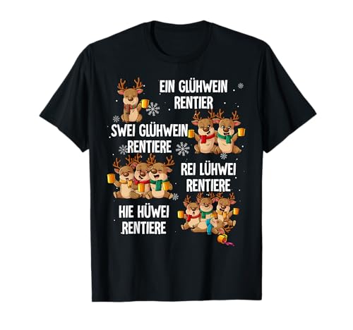 Liakai Ein Glühwein Rentier, Swei Glühwein Rentiere T-Shirt Damen Schwarz Kurzarm Klein EU 34-36 Liakai Ein Glühwein Rentier, Swei Glühwein Rentiere T-Shirt Damen Schwarz Kurzarm Klein EU 34-36 von Glühwein Lustig