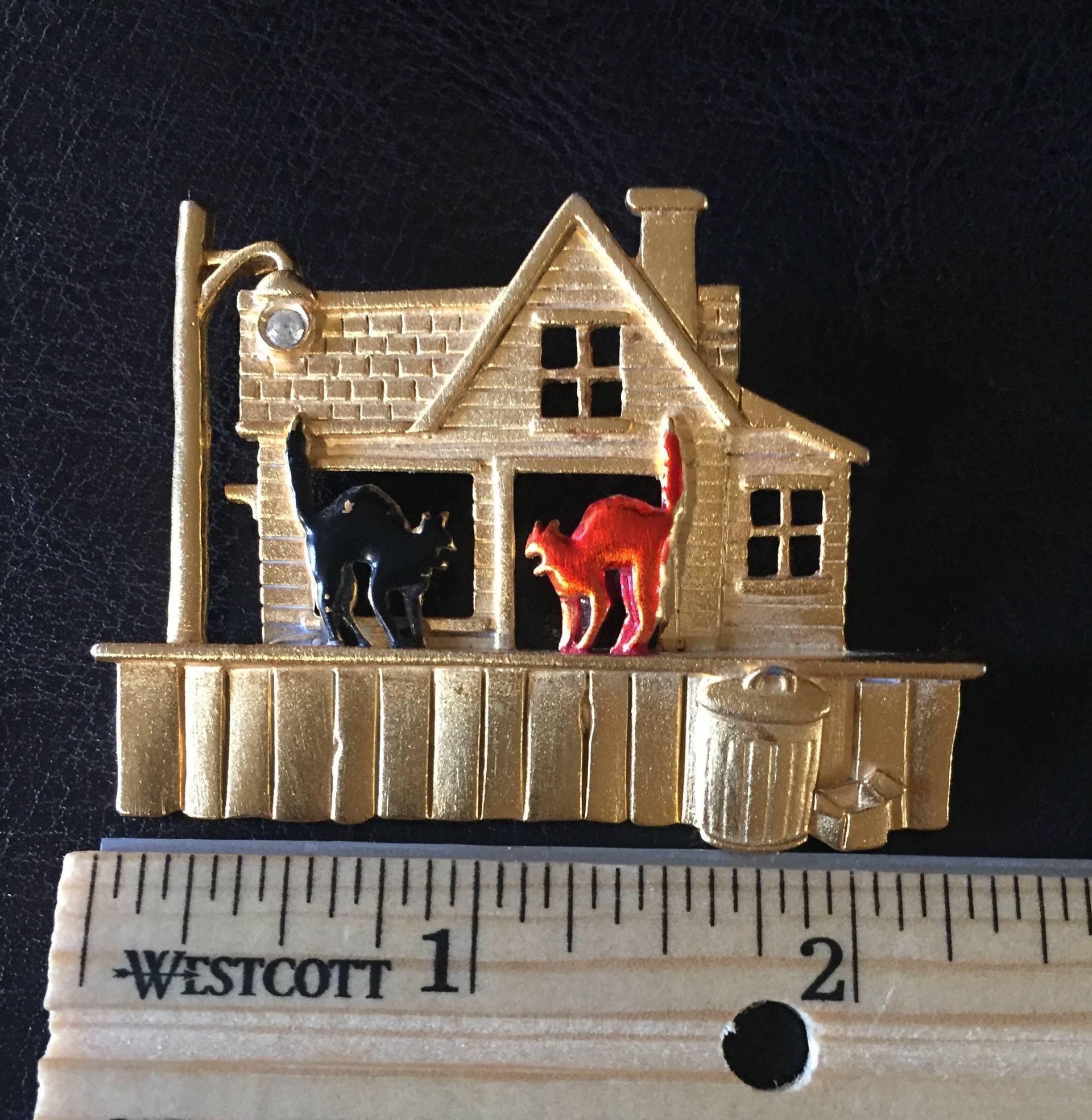 Jj Pin Halloween Haustür Hauskatzen W/Kristalllicht von LiamBySevanna