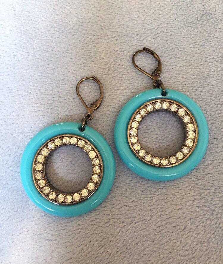 Kenneth Jay Lane Blaue Creolen Baumeln Ohrringe von LiamBySevanna