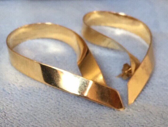 Vintage 1970 Free Form Große Tropfen Hoop Ohrringe Gold Gefüllt Sterling Silber 2 Zoll W/14K Beiträge von LiamBySevanna
