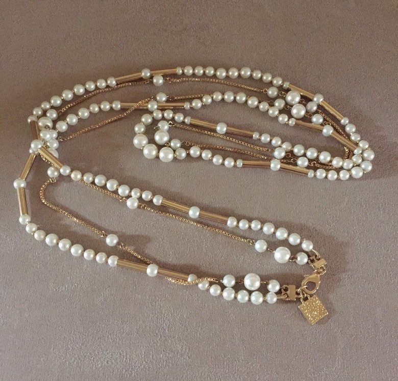 Vintage Anne Klein Halskette Bar Kette Und Box Mit Perlen von LiamBySevanna