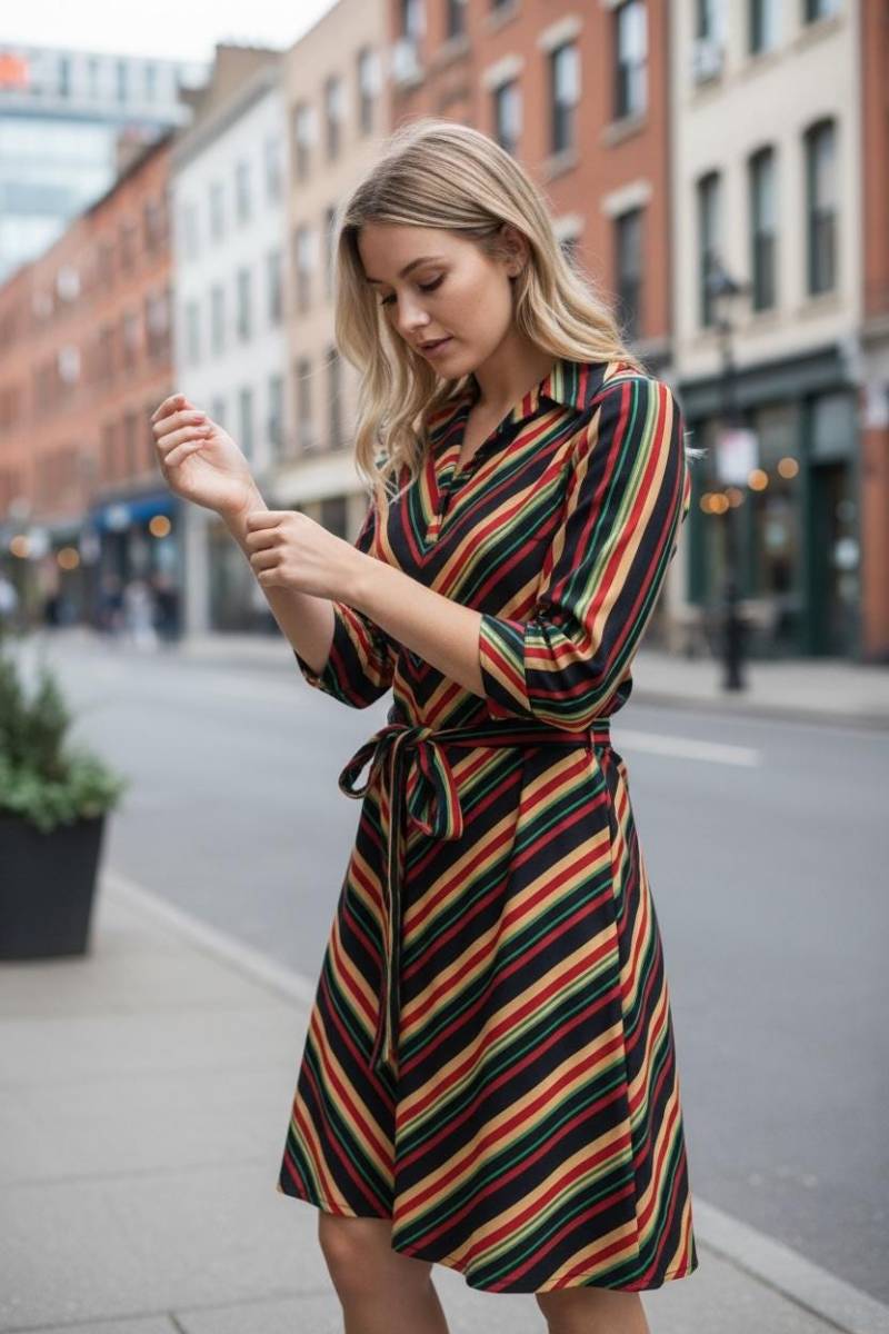 Vintage Buntes Chevron Kleid , Grösse Small von LiamBySevanna