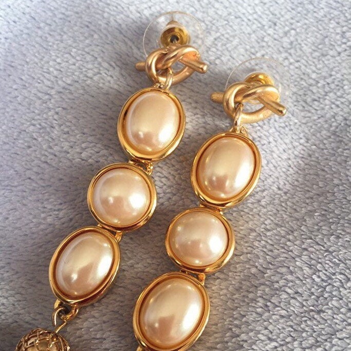 Vintage Love Knoten Hängeohrringe Perlen & Netzsteinchen W/925 Silbereinsätzen von LiamBySevanna