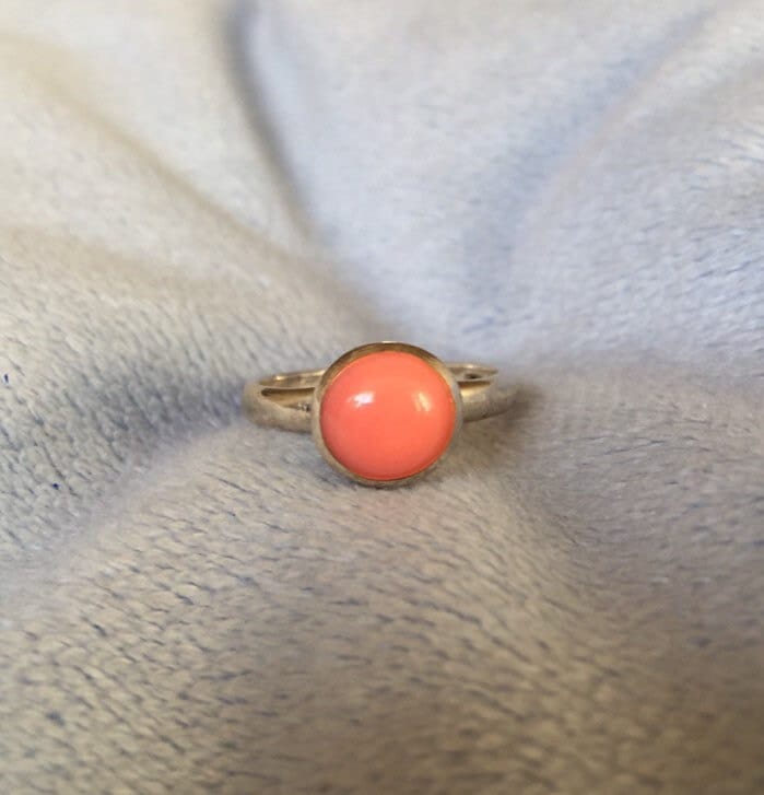 Vintage Sterling Silber Koralle Solitärring 6, 5 von LiamBySevanna