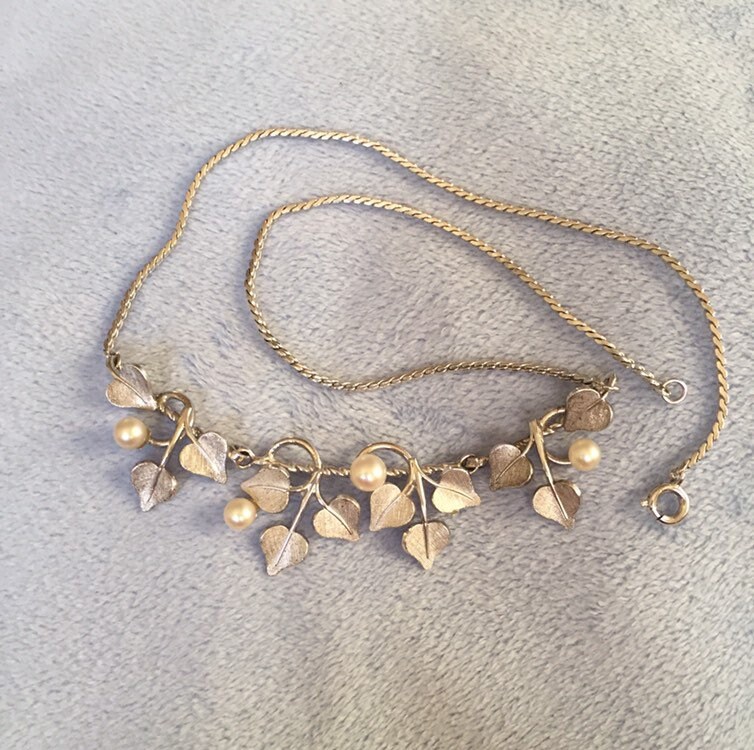 Vintage Van Dell Sterling Silber Ahornblatt Halskette Mit Perlen von LiamBySevanna