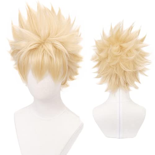 Liamiona Katsuki Bakugou Perücke Cosplay Perücke kurze blonde synthetische Perücke für Halloween-Party + kostenlose Perückenkappe von Liamiona