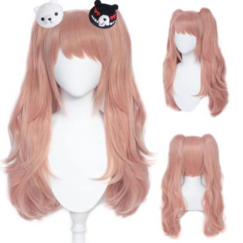 Liamiona Enoshima Junko Perücke mit Bärenclips Danganronpa Cosplay Perücke Wärme Beständig Synthetische Haar Frauen und Männer Karneval Party Rloe Spielen Perücken von Liamiona