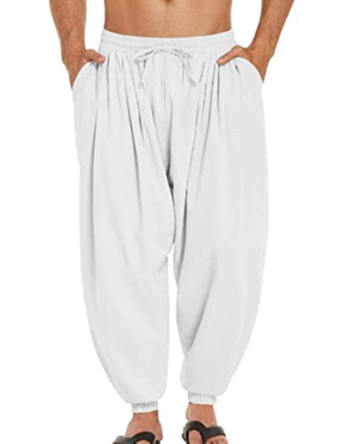 LianMz Herren Sport Kausale Haremshose Herbst Neue Einfarbige Kordelzug Lose Pumphose Yogahose weiß M LianMz Herren Sport Kausale Haremshose Herbst Neue Einfarbige Kordelzug Lose Pumphose Yogahose weiß M von LianMz