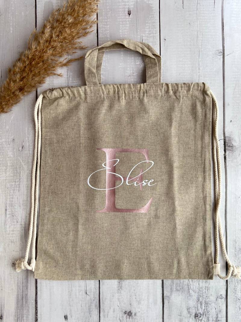 Turnbeutel Personalisiert | Name Und Initial Kinder Junge Mädchen Kindergarten Schule Rucksack von LiannoShop