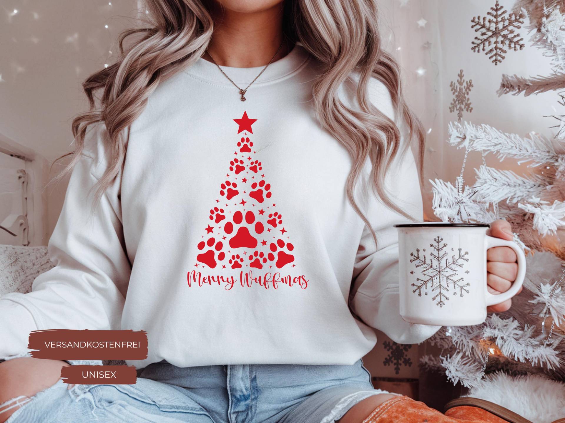 Weihnachtspullover Damen Und Herren „Merry Wuffmas", Sweatshirt Für Hundeliebhaber, T-Shirt Sie Ihn, Weihnachtsoutfit, Partnerlook von Lianoro