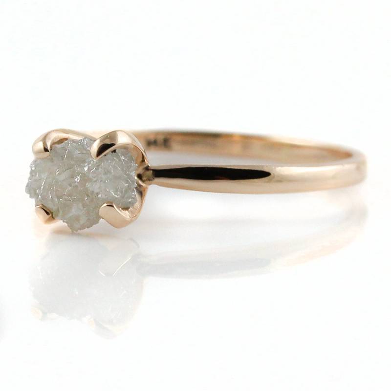 14K Rosegold Uncut Diamant Ring - Weißer Rohdiamant Konfliktfrei Verlobungsring Solitär von LiansElegance