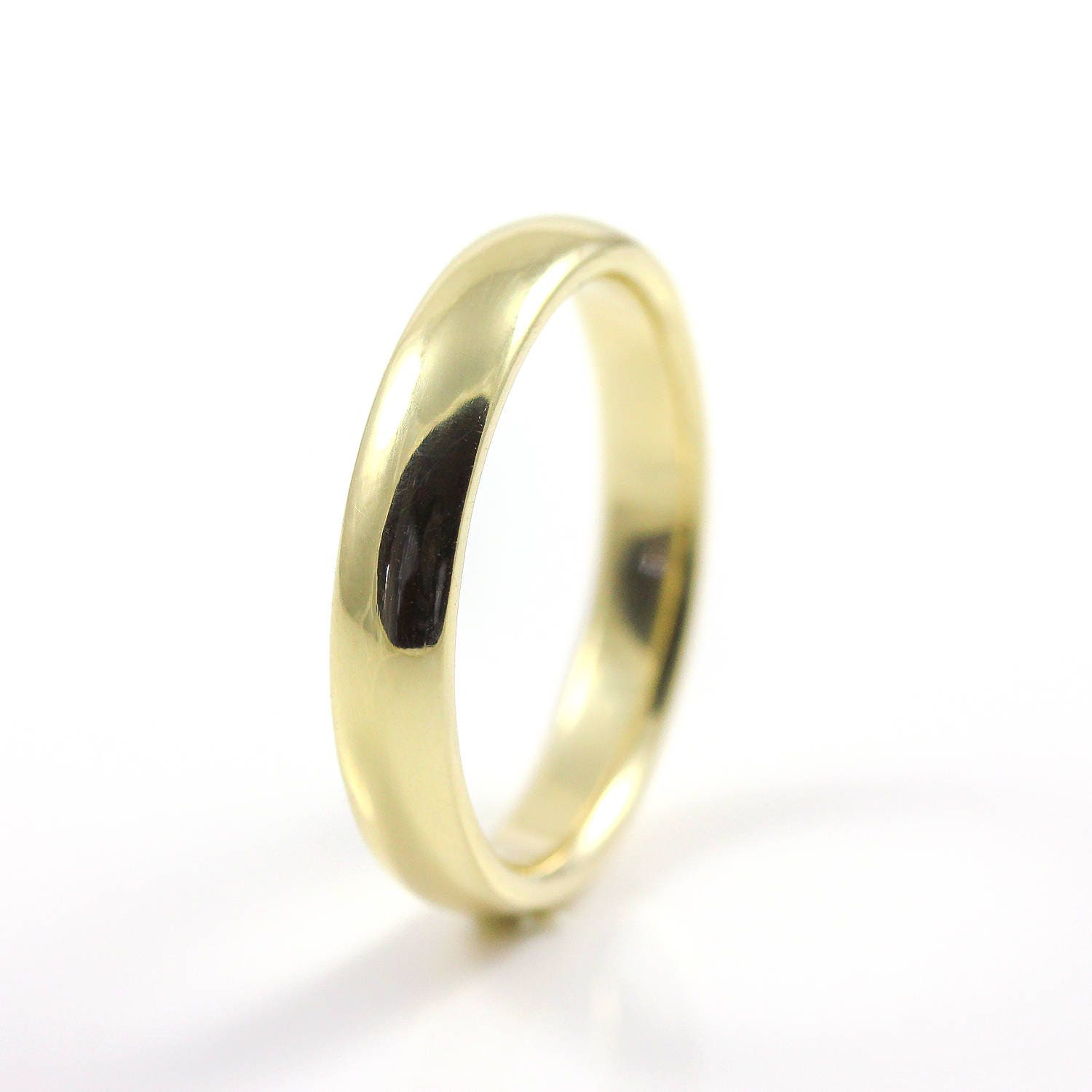 4 Mm Hochzeitsring - 14K Gold Comfort-Fit Design Ring Halbrund Massiver Weiß, Gelb Oder Roségold von LiansElegance