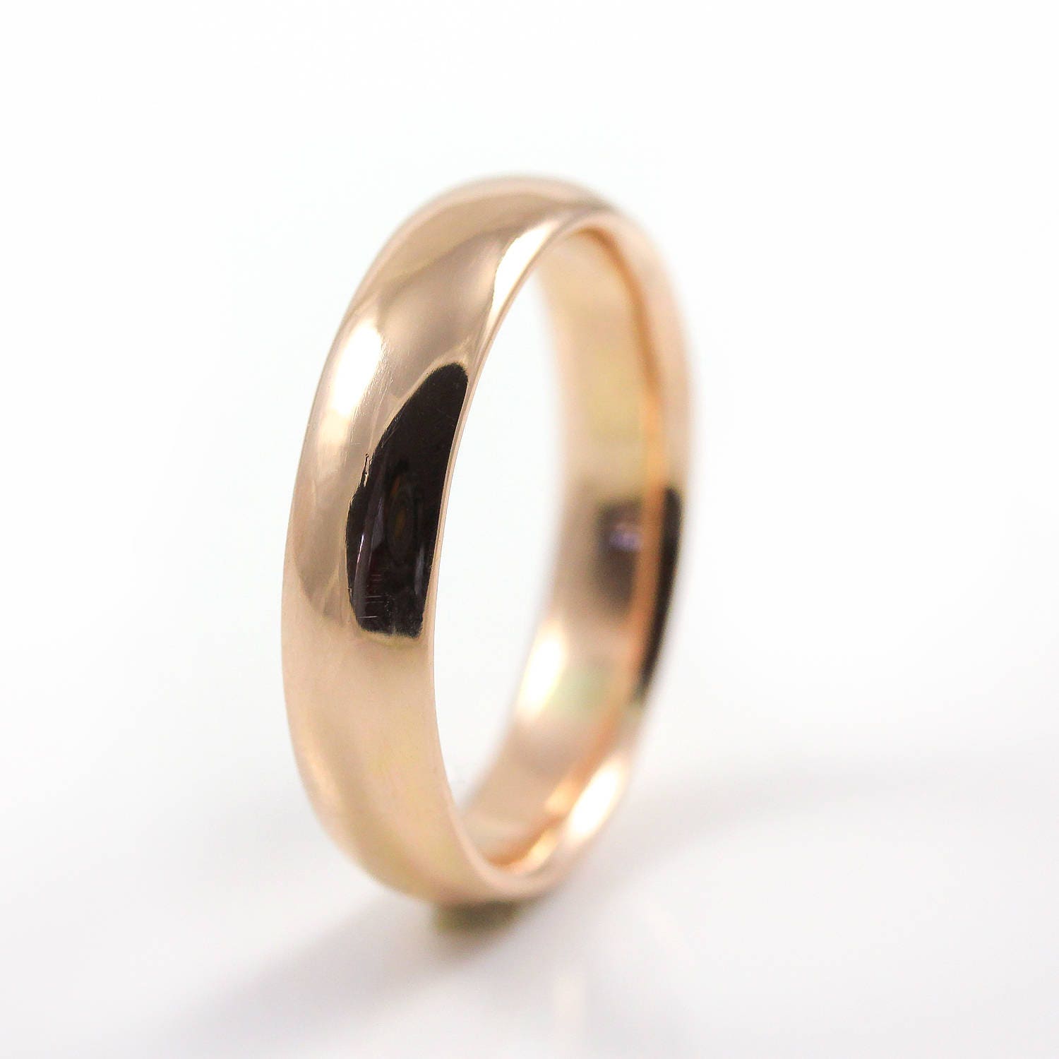 5 Mm Hochzeitsring - 14K Gold Comfort-Fit Design Band Halbrund Weiß, Gelb Oder Roségold von LiansElegance