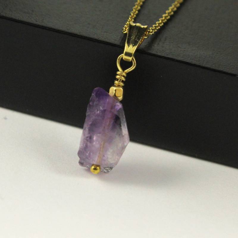 Amethyst Halskette - Unregelmäßiger Rohedelstein Schmuck Februar Geburtstag Geschenk von LiansElegance