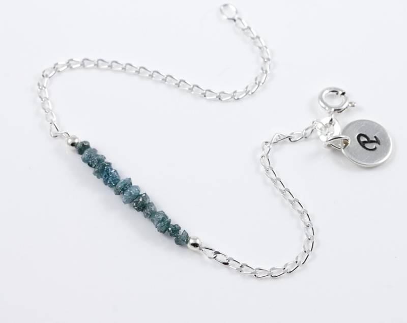 Blaues Diamant Armband - Seltenes Rohdiamant Rohdiamanten Ungeschliffen Brautjungfer Schmuck Muttertagsgeschenk von LiansElegance