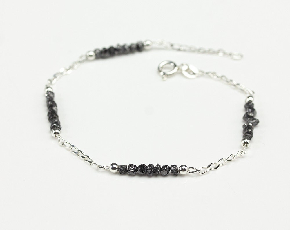 Mehrreihiges Rohdiamant Armband - Silber Ungeschliffene Unbehandelte Diamanten April Geburtsstein von LiansElegance