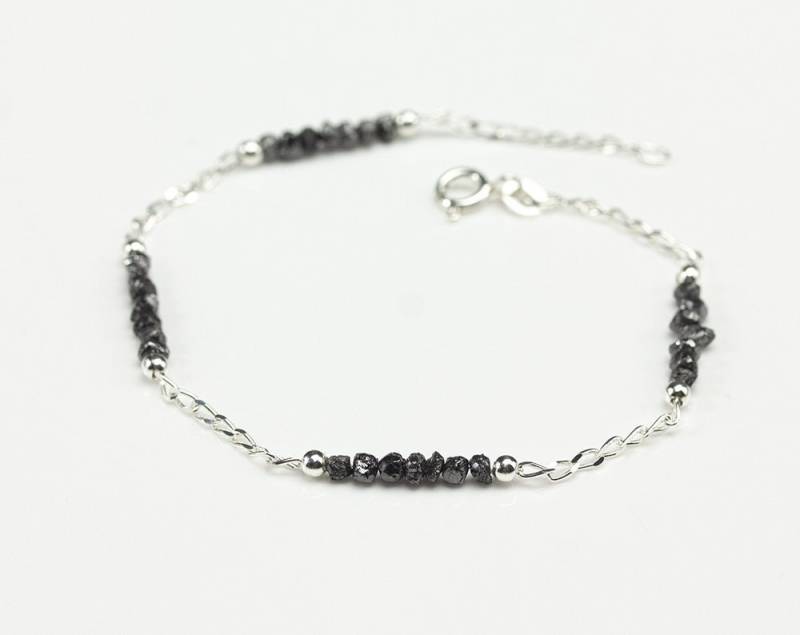 Mehrreihiges Rohdiamant Armband - Silber Ungeschliffene Unbehandelte Diamanten April Geburtsstein von LiansElegance