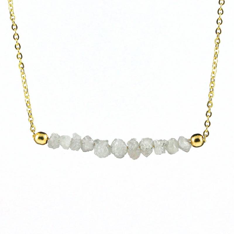 Weißer Diamant Halskette in 14K Gold Filled - Muttertagsgeschenk Rohdiamanten Natürliche Unfertige April Geburtsstein von LiansElegance