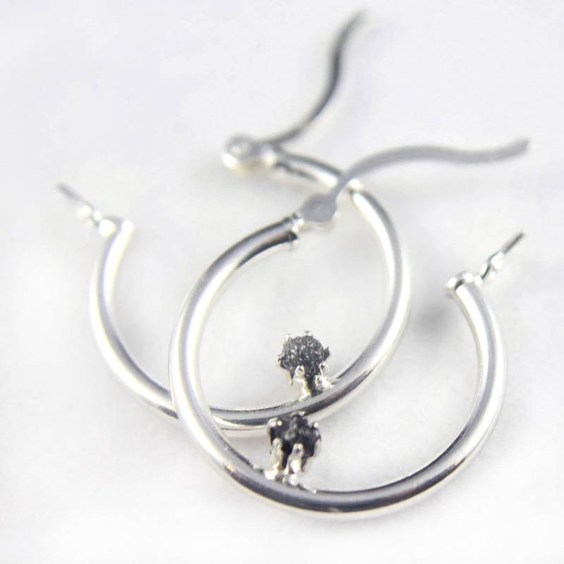 sterling Silber Creolen - Schwarze Rohdiamanten Brautschmuck, Brautjungfern April Geburtsstein von LiansElegance