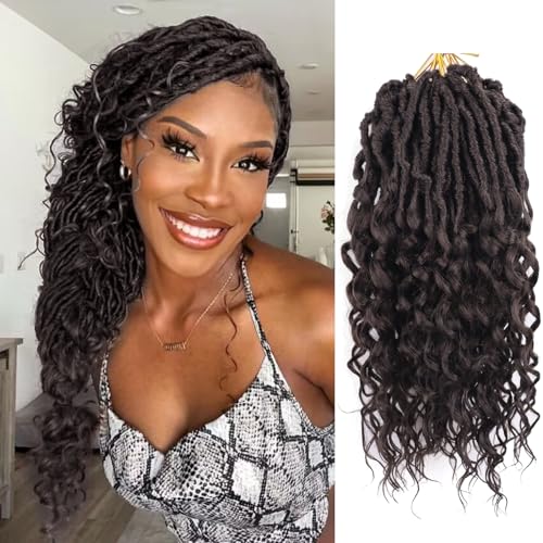 Lianzi Locos Tief Häkelhaar, für schwarze Frauen, Goddess Locs, Häkelhaar, 35,6 cm, 8 Packungen verrückte weiche Häkelzöpfe mit lockigen Enden von Lianzi