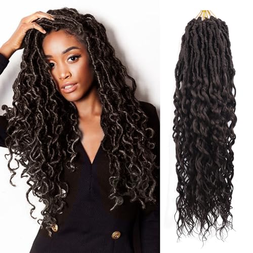 Synthetische Dreadlocks-Haarverlängerungen für schwarze Frauen, vorgedrehte Göttinnen-Dreadlocks, Kunsthaar, 61 cm, 8 Bündel mit Enden von Lianzi