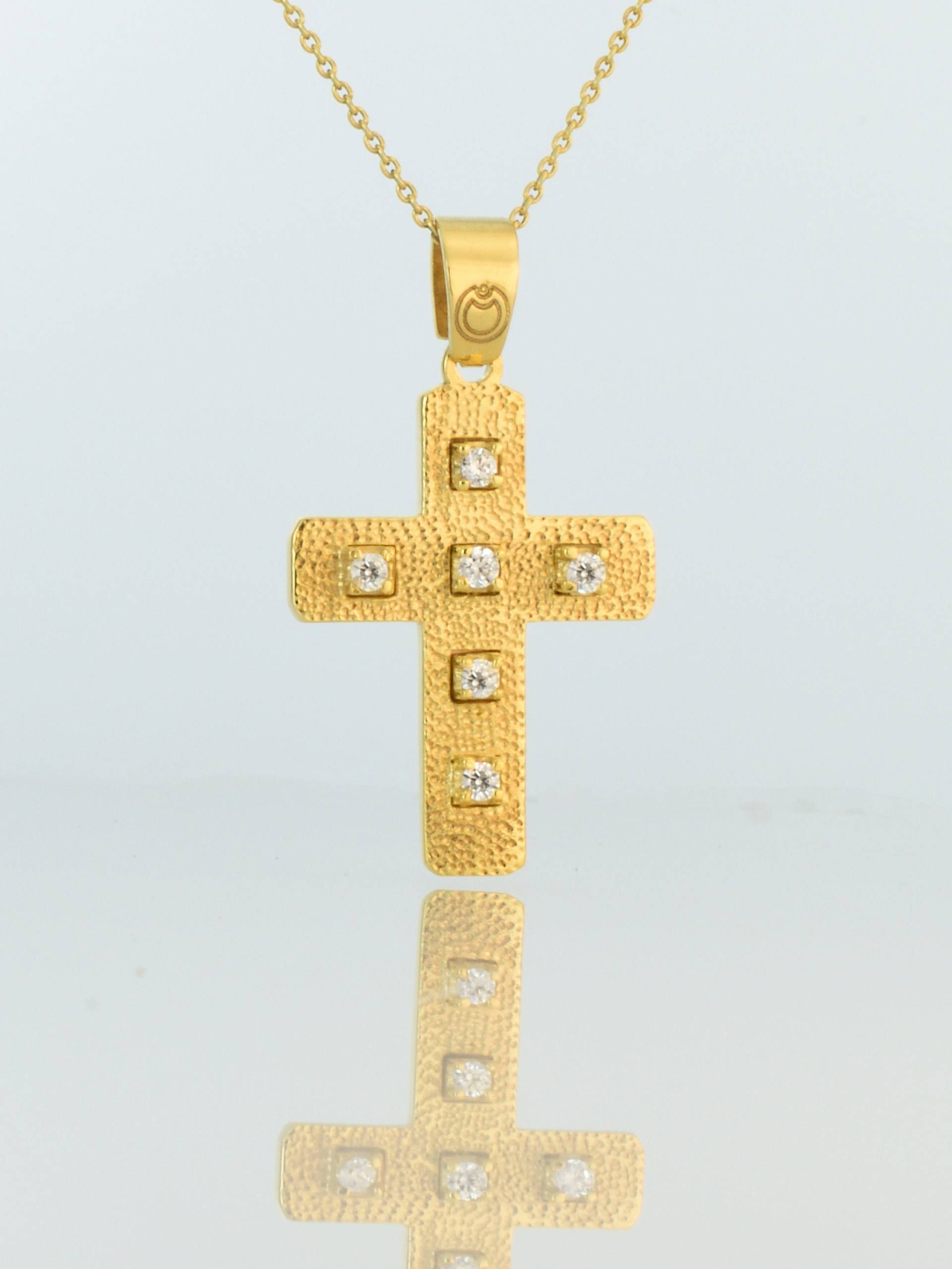 Frau Kreuz Mit Zirgon, Halskette Massiv 14 Karat, Gold Anhänger, Taufe Mädchen Kreuz, Minimal Gold, Liappis von LiappisJewelry