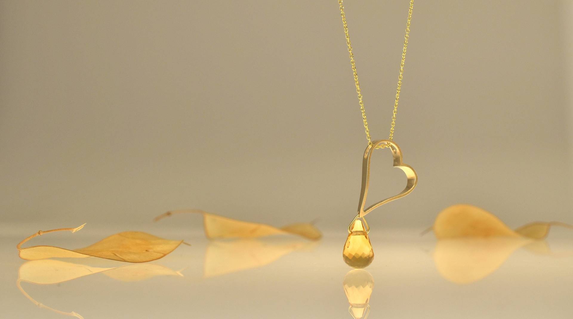 Gold Silber Herz 14 Karat 9 Mit Citrin Von Liappis Jewelry von LiappisJewelry