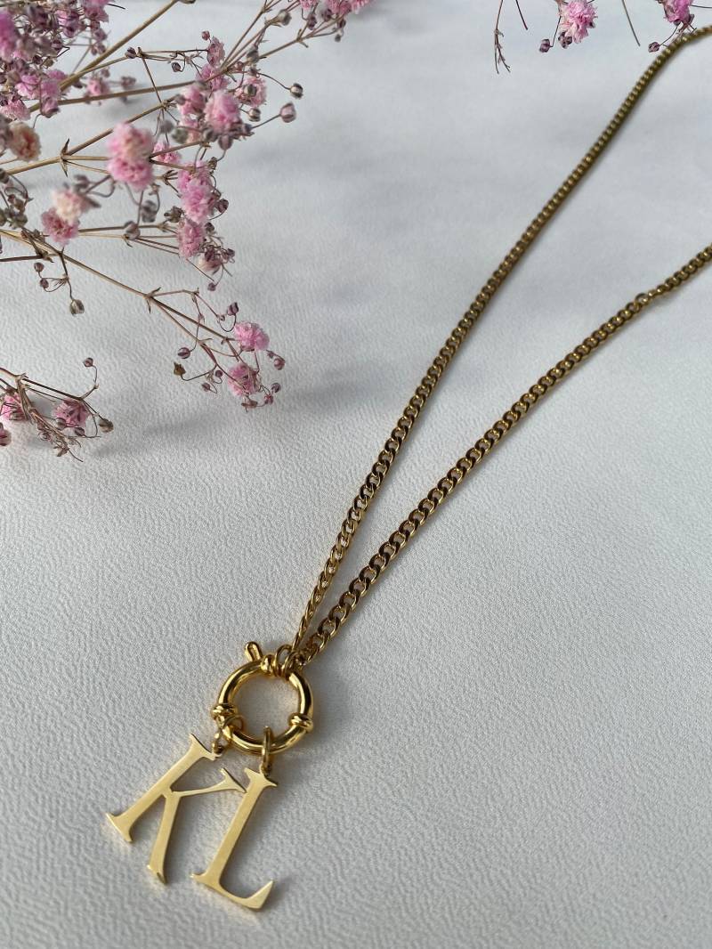 Buchstabenkette Personalisierte Edelstahlkette Mit Initialien, Wasserfest von LiaroSchmuckDE