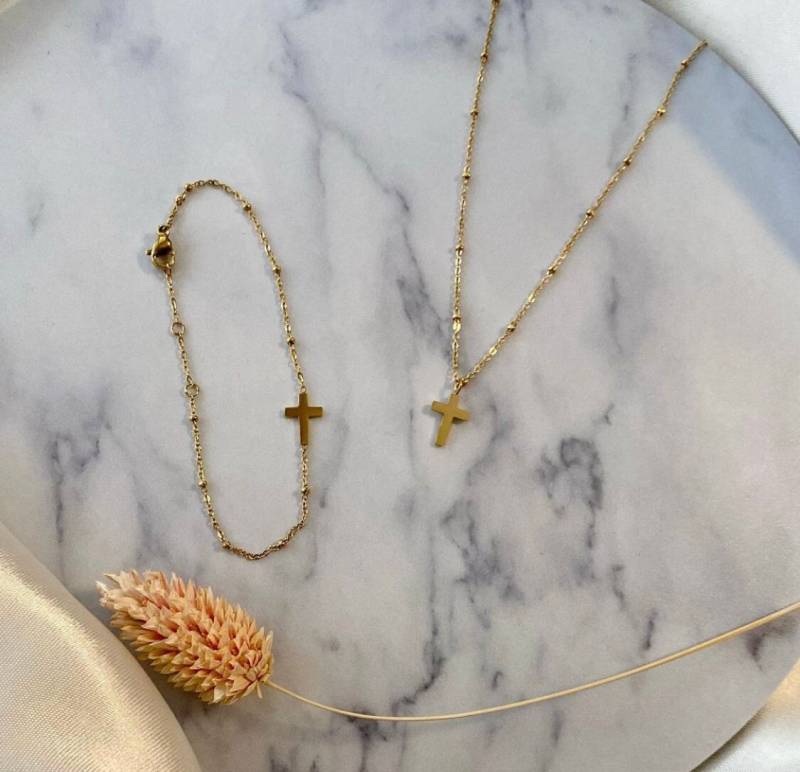 Kreuzarmband, Armband Mit Kreuz, Kreuzkette Aus Edelstahl, Wasserfest von LiaroSchmuckDE