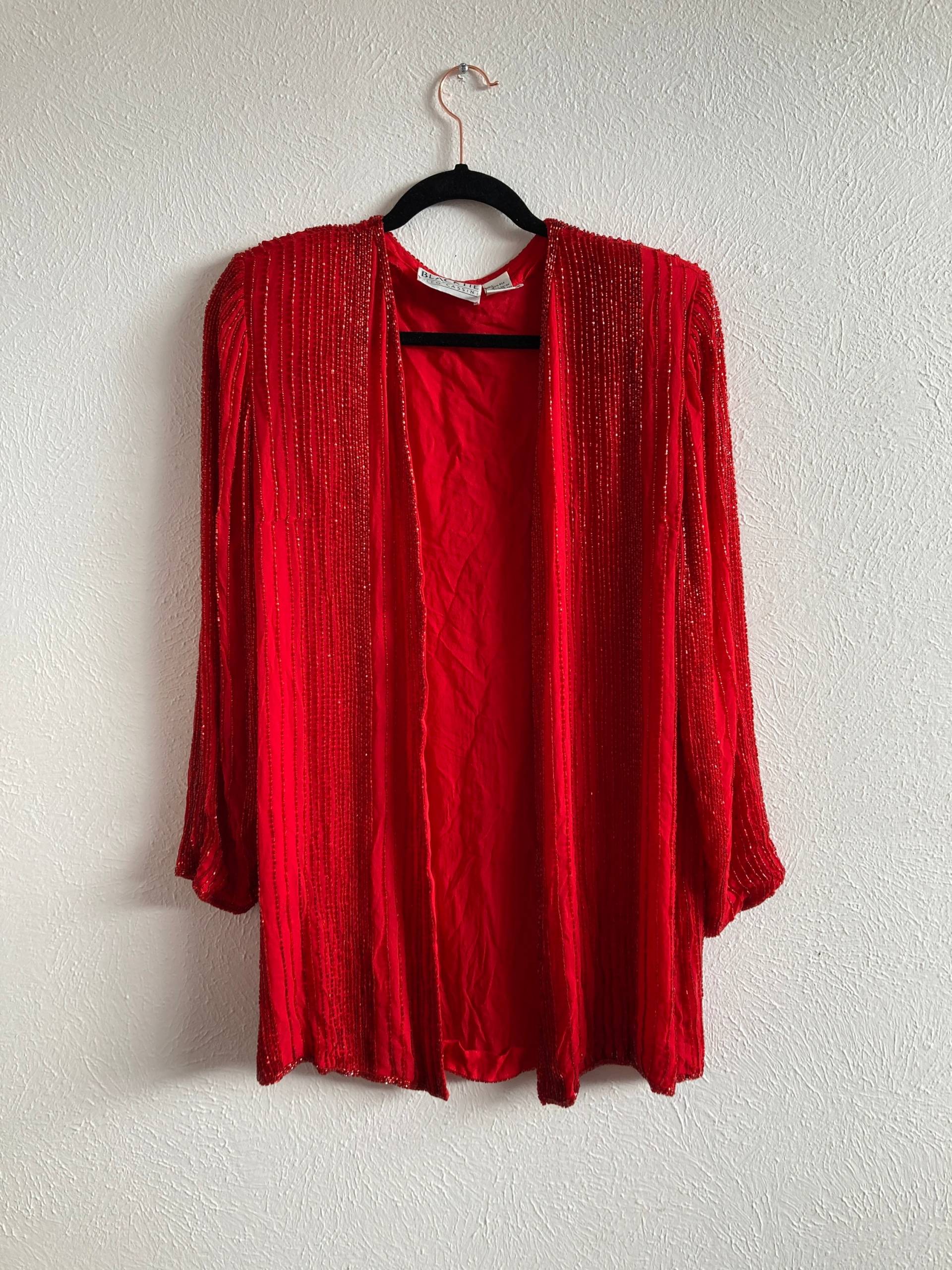stark Perlenbesetzte Rote Formale Überjacke stark Perlenbesetzte Rote Formale Überjacke von LiasSequinCollection