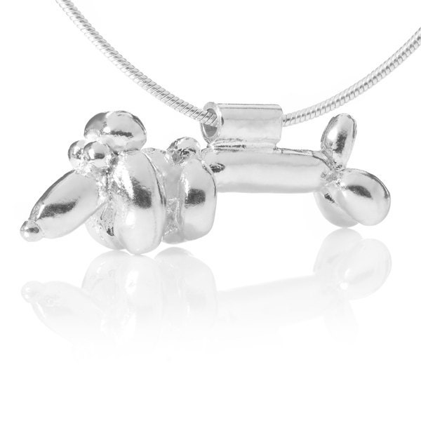 Ballon Weiner Hund, Dackel, Dackel Anhänger Halskette, Silber Hund Schmuck, 3D Skulptur von LiatWaldmanJewelry
