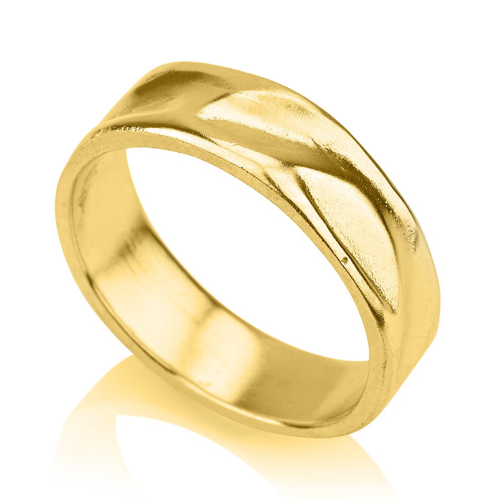 Gold Struktured Ehering , Männer 585 Einzigartige Breite Herren Eheringe von LiatWaldmanJewelry