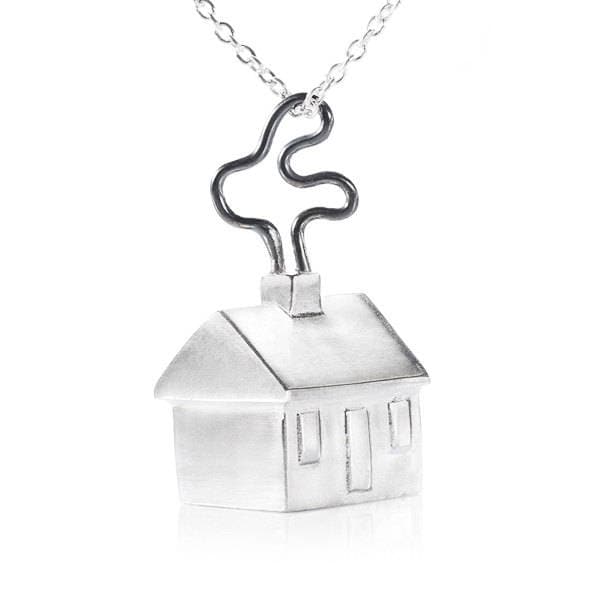Haus Sterling Silber Anhänger, Anhänger Halskette, 925 Charm, Winziger Handgemachte Silber Haus Halskette von LiatWaldmanJewelry
