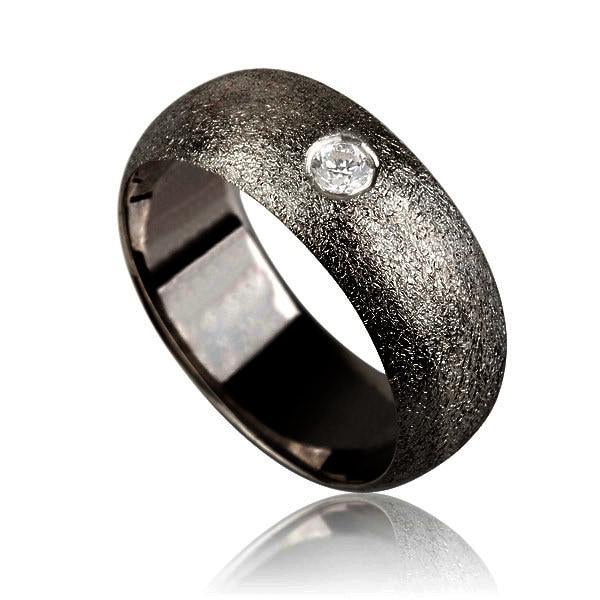 Oxidierte Gepunktet Verlobungsring, Einzigartige Oxidiertem Silber Und Zirkon-Verlobungsring, Schwarz-Silber-Zirkon-Ring, Schwarzer Freitag von LiatWaldmanJewelry