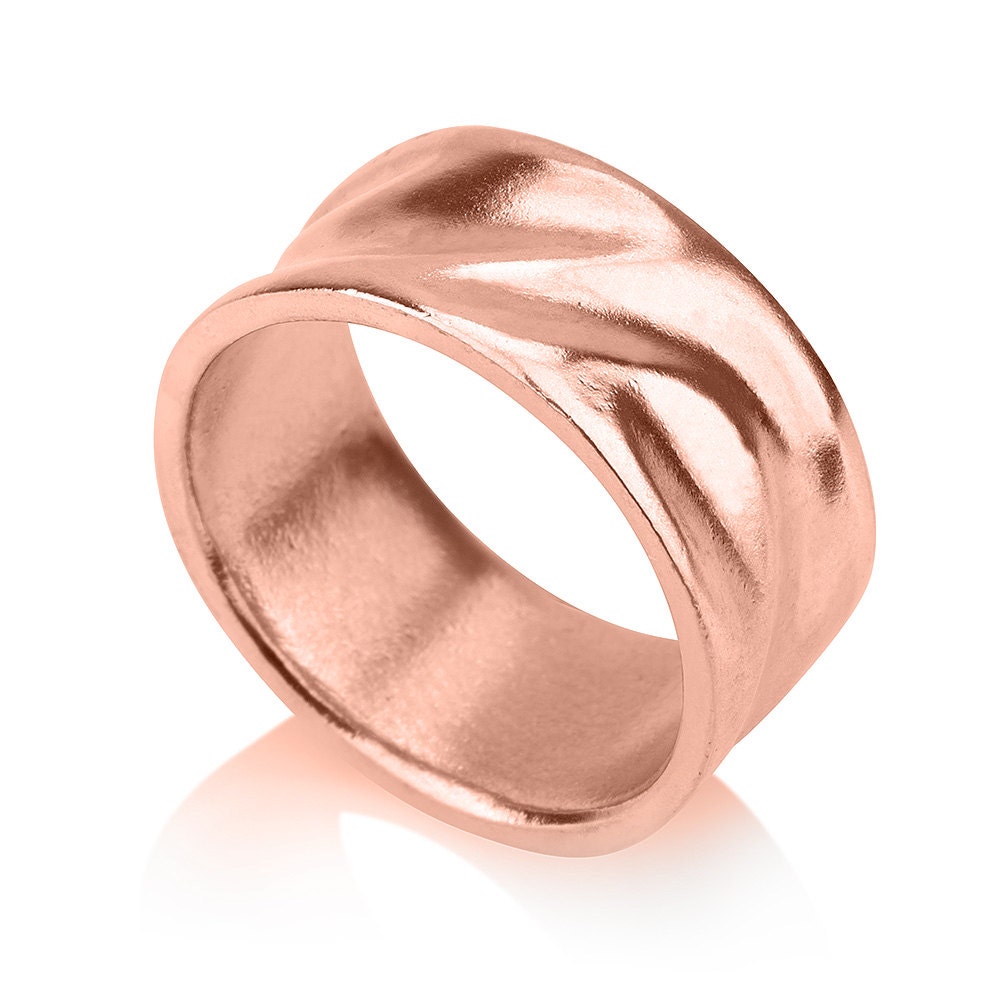 Rose Gold Strukturierte Ehering , Einzigartige Frauen 14K Breite Seine Und Ihre Eheringe von LiatWaldmanJewelry
