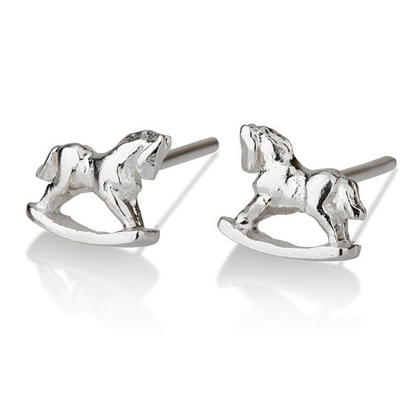 Schaukelpferd, Schaukelpferd Ohrringe, Ohrstecker Silber Karussell Moderne Niedliche Kleine Handgemachte von LiatWaldmanJewelry