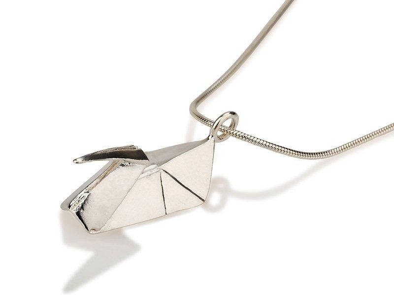 Schwan Origami Papier Silber Anhänger, Halskette, Sterilng Miniatur Schmuck, Feine Gefaltet Anhänger von LiatWaldmanJewelry