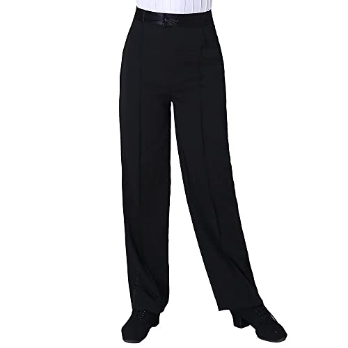 Libaobaoyo Jungen Kinder Latin Ballsaal Tanzhose Elastische Taille Professionelle Jazz Modern Perfomance Hose, Schwarz 3, 14-15 Jahre von Libaobaoyo