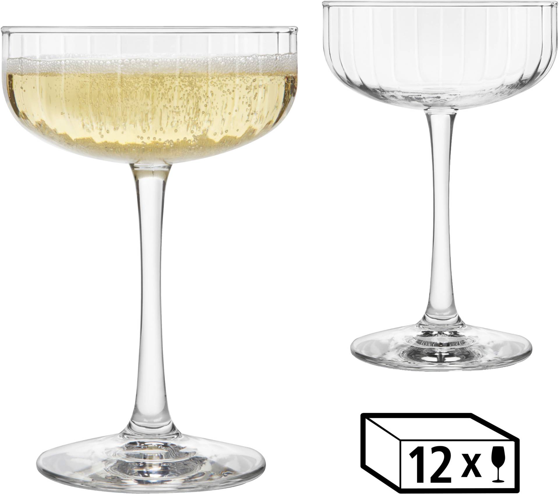 LIBBEY Champagnerglas "Libbey Trinkglas, 12er Set -LINEAR-" 251 ml, hochwertig verarbeitet, im modernen Design von Libbey