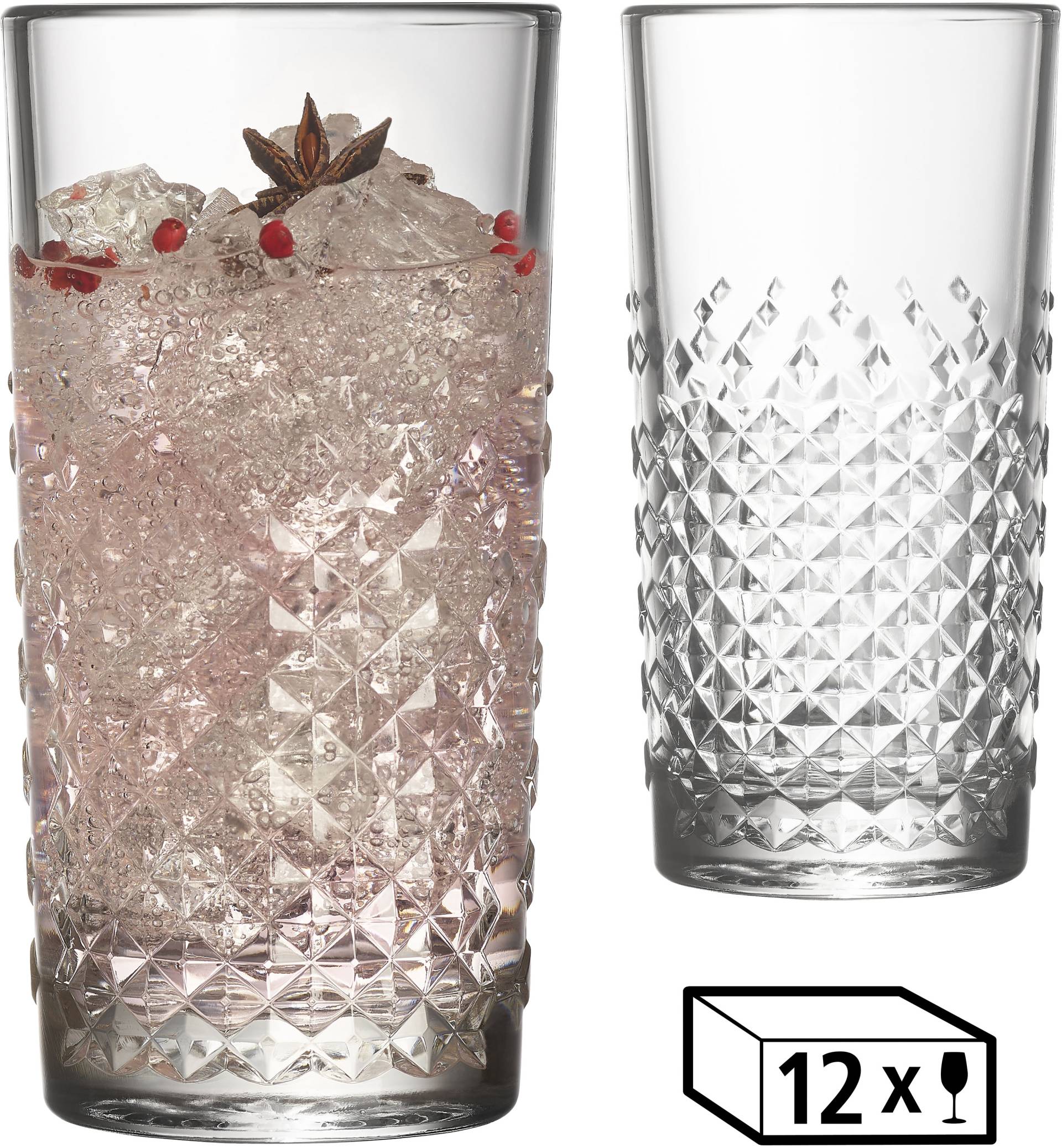 LIBBEY Gläser-Set "Beverage Glas -OCULAR-, 473 ml, Ø 8 cm, H: 15,5 cm, 12er Set" hochwertig verarbeitet, im modernen Design von Libbey