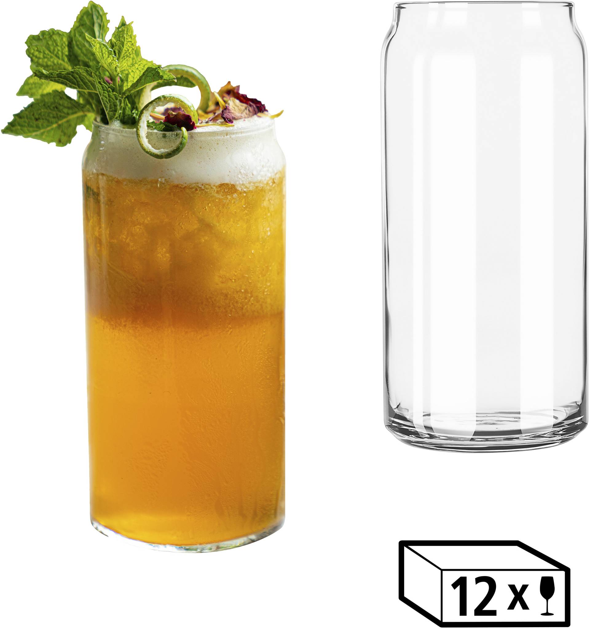 LIBBEY Gläser-Set "Libbey Trinkglas, 12er Set -GLASS CANS-" 591 ml, hochwertig verarbeitet, im modernen Design von Libbey