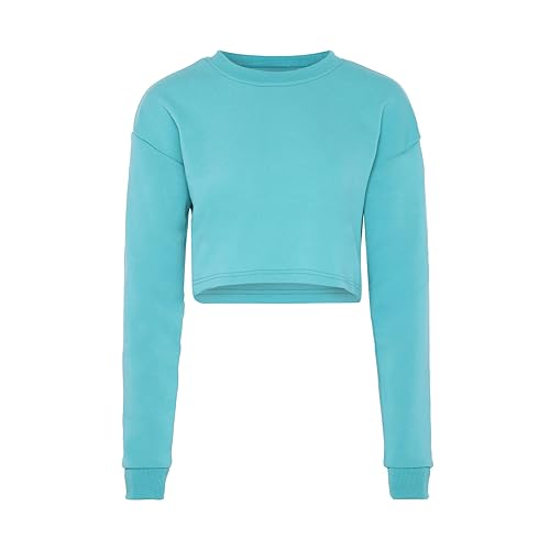 Libbi Women's Damen Langärmliges Pullover 100% Polyester mit Rundhalsausschnitt TÜRKIS Größe M Sweatshirt, 38 von LIBBI