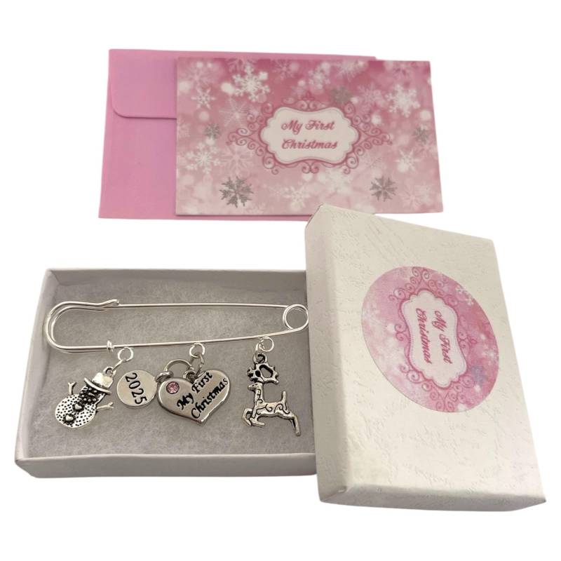 My First Christmas 2025 Baby Girl Windelnadel Brosche Andenken Charms Mit Geschenkkarte - Rentier Und Schneemann Charm My First Christmas 2025 Baby Girl Windelnadel Brosche Andenken Charms Mit Geschenkkarte - Rentier Und Schneemann Charm von LibbysMarketPlace