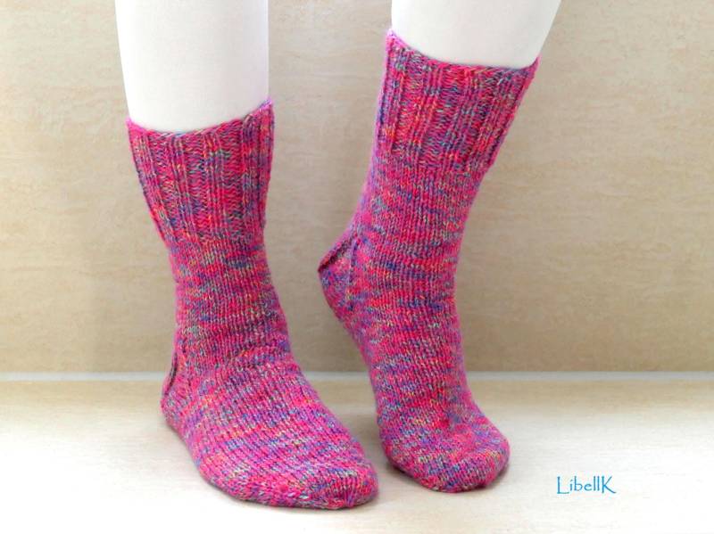 Gestrickte Socken Gr. 38/39 Pink Türkis Meliert Handgestrickte Strümpfe Wolle von LibellK