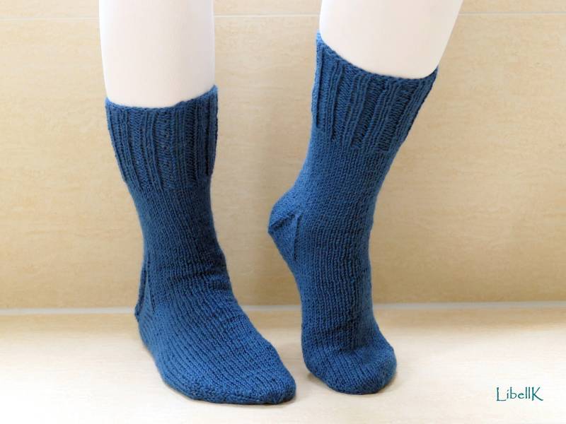 Gestrickte Socken Gr.38/39 Dunkel-Petrol Uni Einfarbig Handgestrickte Strümpfe Wolle von LibellK