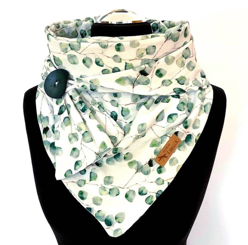 Tuch Musselin Eukalyptus Dreieckstuch Wickelschal Weiß Mit Knopf Halstuch Damen von LibellK