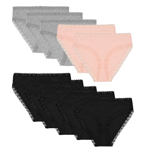 Libella 10er Pack Damen Unterhosen Baumwolle-Slip Damen Spitze Atmungsaktive L 3302 BGP von Libella