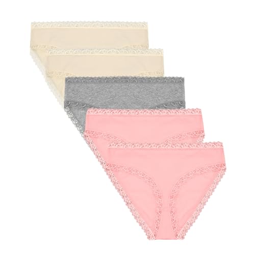 Libella 5er Pack Damen Unterhosen Baumwolle-Slip Damen Spitze Atmungsaktive M HGP von Libella